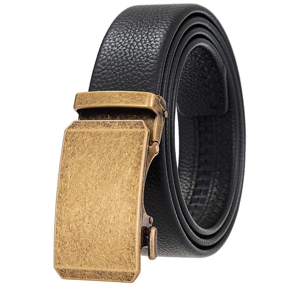 HKM-162195 Men's 35mm Automatic Buckle Genuine Leather Belt - Stylish and Durable Fashion Accessory