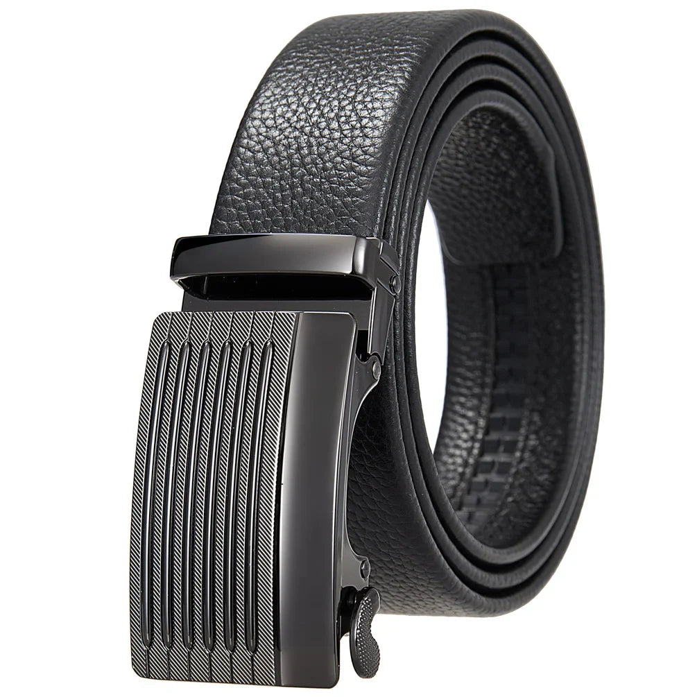 HKM-162195 Men's 35mm Automatic Buckle Genuine Leather Belt - Stylish and Durable Fashion Accessory