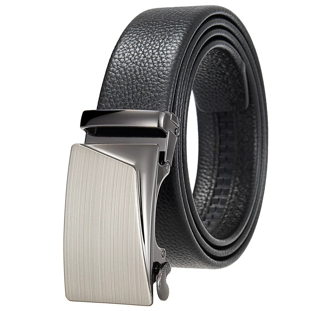 HKM-162195 Men's 35mm Automatic Buckle Genuine Leather Belt - Stylish and Durable Fashion Accessory