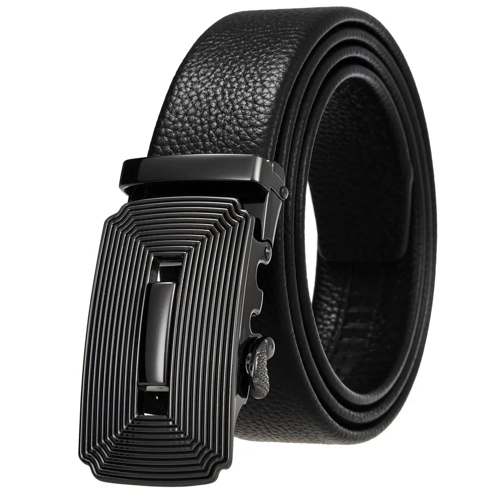 HKM-162195 Men's 35mm Automatic Buckle Genuine Leather Belt - Stylish and Durable Fashion Accessory