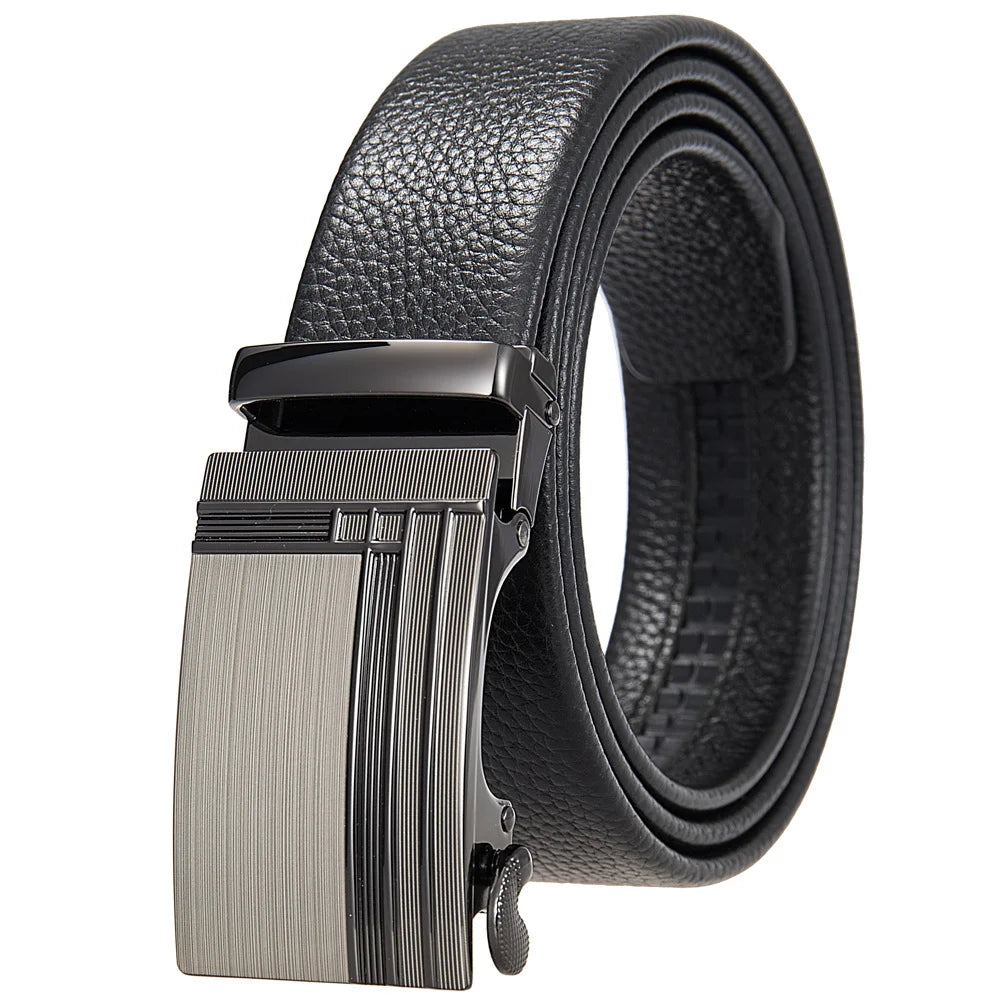 HKM-162195 Men's 35mm Automatic Buckle Genuine Leather Belt - Stylish and Durable Fashion Accessory