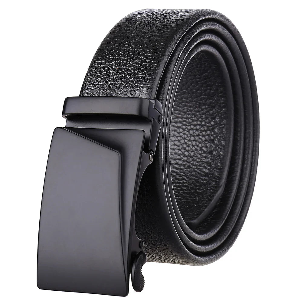 HKM-162195 Men's 35mm Automatic Buckle Genuine Leather Belt - Stylish and Durable Fashion Accessory