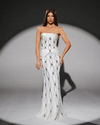 HKM-305619 Elegant White Evening Gown for Women - Style EZ25212