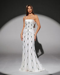 HKM-305619 Elegant White Evening Gown for Women - Style EZ25212