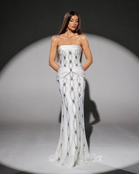 HKM-305619 Elegant White Evening Gown for Women - Style EZ25212