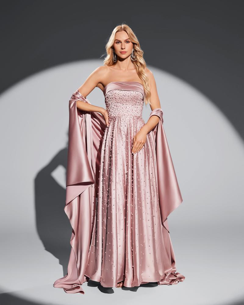 HKM-610579 Elegant Pink Evening Gown for Women - EZ25031 Model