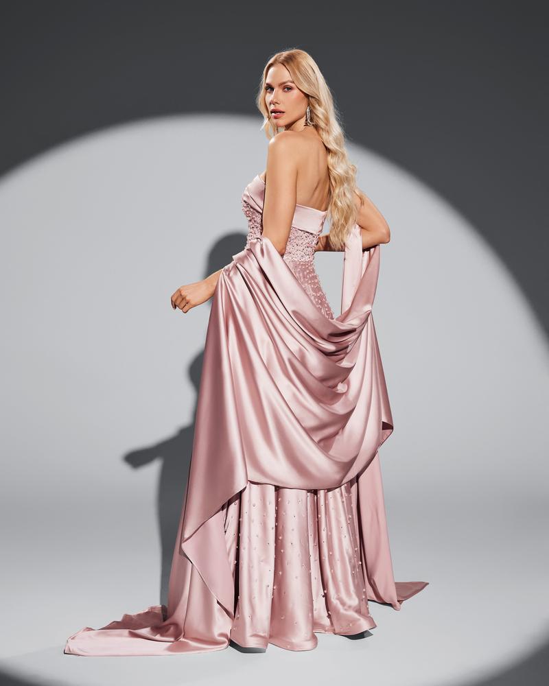 HKM-610579 Elegant Pink Evening Gown for Women - EZ25031 Model