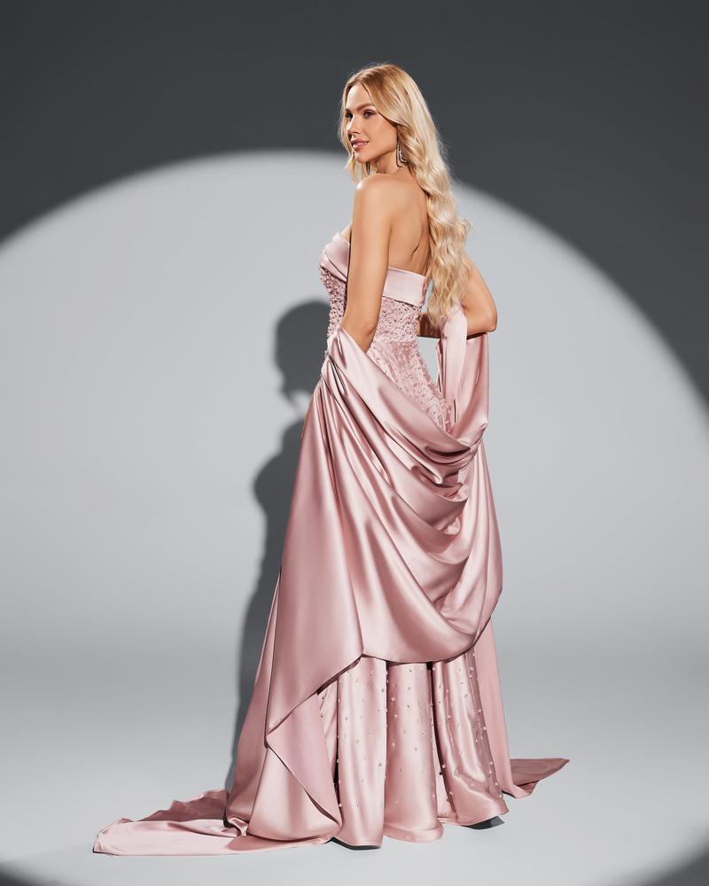 HKM-610579 Elegant Pink Evening Gown for Women - EZ25031 Model