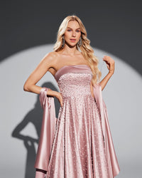 HKM-610579 Elegant Pink Evening Gown for Women - EZ25031 Model