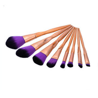 HKM-664275 8-Piece Foundation Brush Set with Long Plastic Handles - Artificial Fiber Makeup Brushes