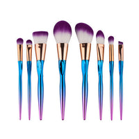 HKM-664275 8-Piece Foundation Brush Set with Long Plastic Handles - Artificial Fiber Makeup Brushes