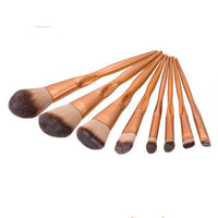 HKM-664275 8-Piece Foundation Brush Set with Long Plastic Handles - Artificial Fiber Makeup Brushes