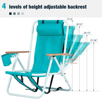 HKM-731091 Mint Green Folding Beach Chair - 23x21.7x31.5 Inches
