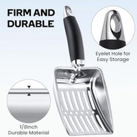 HKM-168403 Stainless Steel Cat Litter Scoop with Comfort Grip Handle and Easy Sifting Design