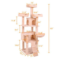 HKM-003411 Multi-Level Cat Climbing Frame with Plush Fabric and Stable Design