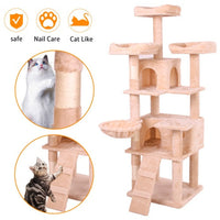 HKM-003411 Multi-Level Cat Climbing Frame with Plush Fabric and Stable Design
