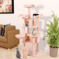 HKM-003411 Multi-Level Cat Climbing Frame with Plush Fabric and Stable Design