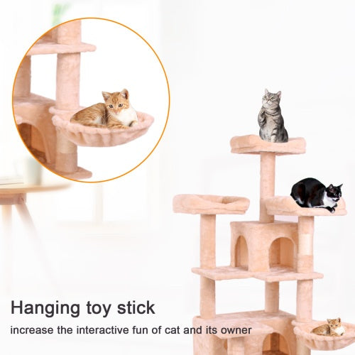 HKM-003411 Multi-Level Cat Climbing Frame with Plush Fabric and Stable Design