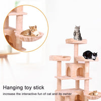 HKM-003411 Multi-Level Cat Climbing Frame with Plush Fabric and Stable Design