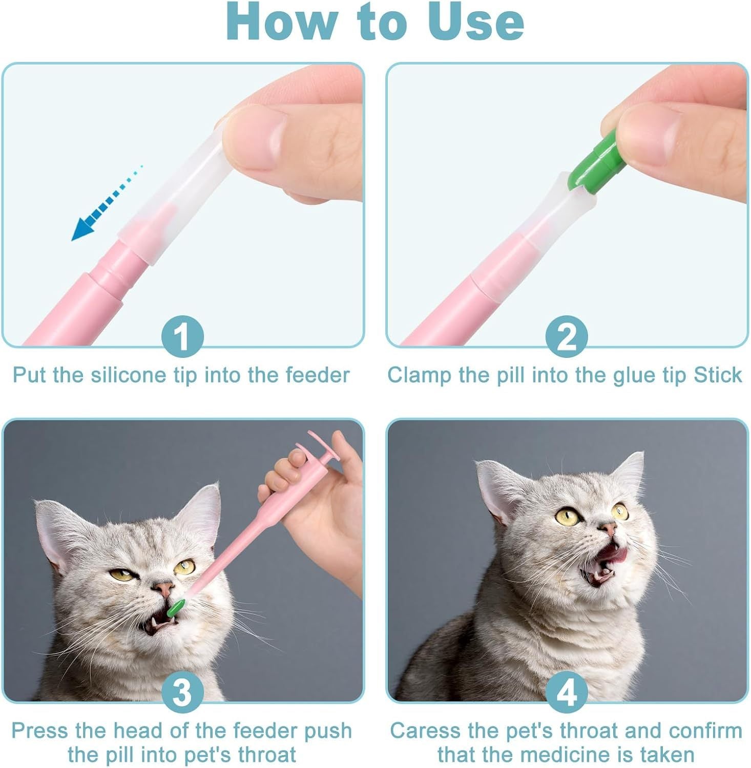 HKM-743315 Pet Pill Dispenser with Soft Silicone Tip for Easy Medication Administration for Cats, Dogs, and Small Animals