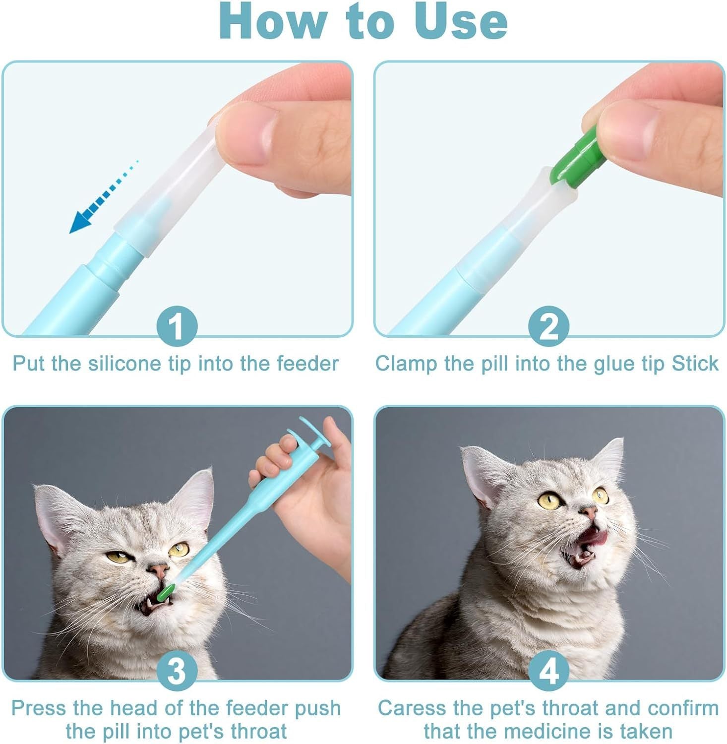 HKM-743315 Pet Pill Dispenser with Soft Silicone Tip for Easy Medication Administration for Cats, Dogs, and Small Animals