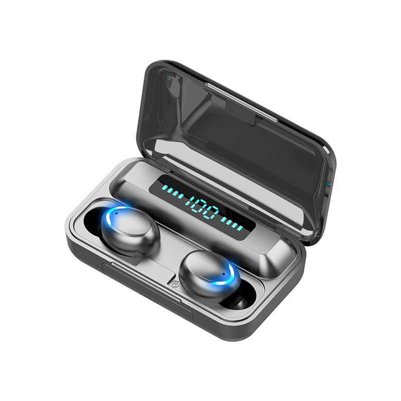 KTX-703763 F9-5C Wireless Bluetooth Headset with Digital Display, Binaural Sports Design, In-Ear 9D Stereo Sound