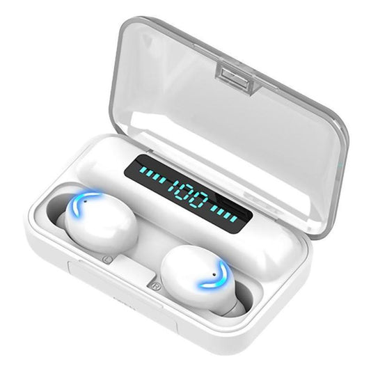 KTX-703763 F9-5C Wireless Bluetooth Headset with Digital Display, Binaural Sports Design, In-Ear 9D Stereo Sound