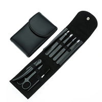 HKM-062931 Stainless Steel Black Tweezers Set for Precision Eyebrow Grooming and Nail Care
