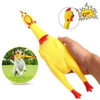 HKM-136979 Durable Yellow Rubber Squeaky Chicken Toy for Dogs - Fun Chew Toy in Various Sizes