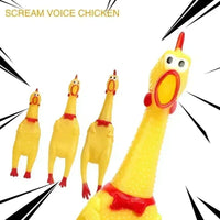HKM-136979 Durable Yellow Rubber Squeaky Chicken Toy for Dogs - Fun Chew Toy in Various Sizes