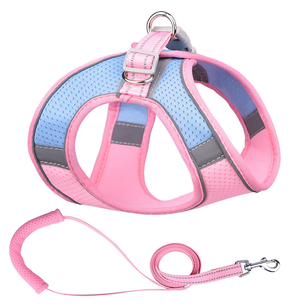 HKM-270867 Reflective Vest-Style Dog Leash with Durable Polyester Rope - Multiple Sizes Available