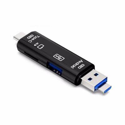 KTX-794515 Type-C Micro USB OTG Hub Adapter with TF Card Reader - Compatible with MacBook, Tablets, and More