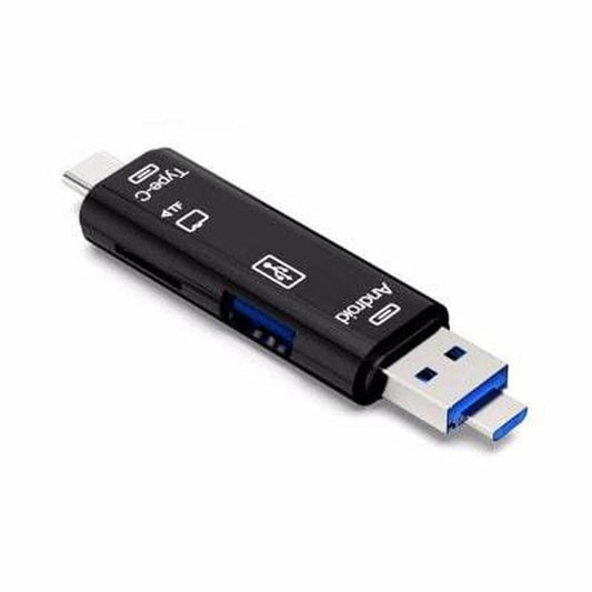 KTX-794515 Type-C Micro USB OTG Hub Adapter with TF Card Reader - Compatible with MacBook, Tablets, and More