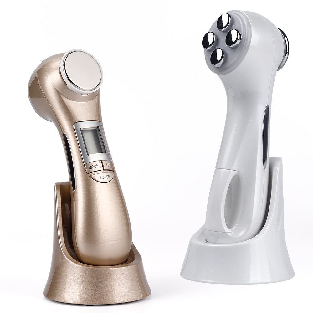 HKM-094547 6-in-1 Ultrasonic Vibration Face-Lift Massager with RF, EMS, Ultrasonic Massage, LED Light Therapy, and Electroporation