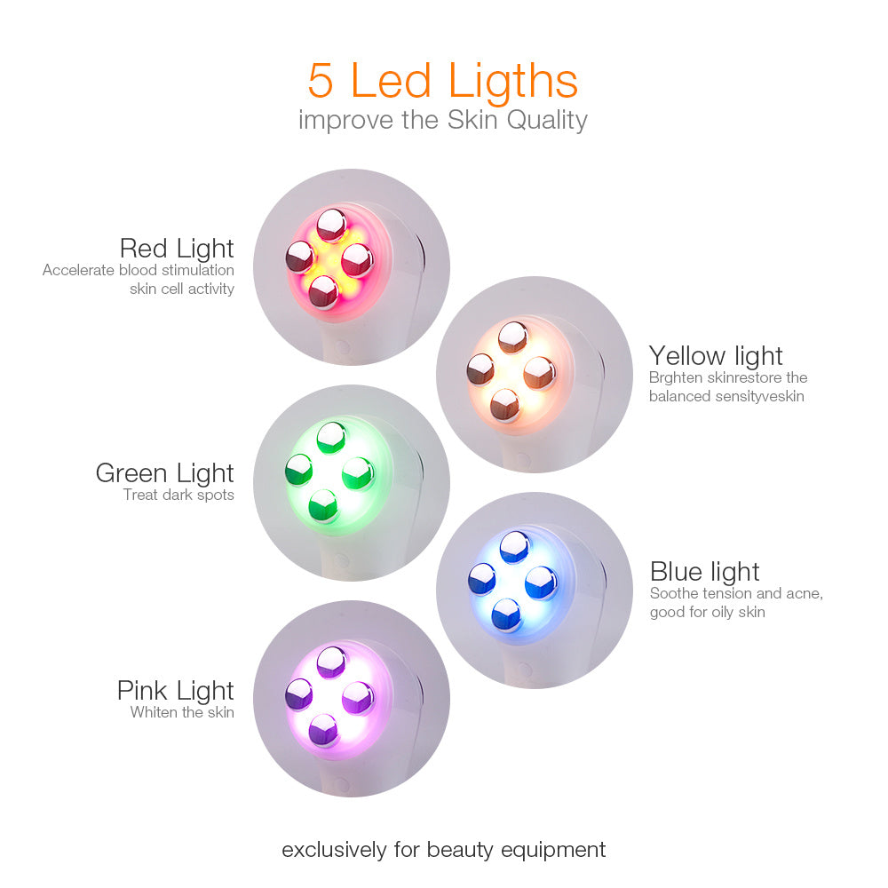 HKM-094547 6-in-1 Ultrasonic Vibration Face-Lift Massager with RF, EMS, Ultrasonic Massage, LED Light Therapy, and Electroporation