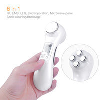HKM-094547 6-in-1 Ultrasonic Vibration Face-Lift Massager with RF, EMS, Ultrasonic Massage, LED Light Therapy, and Electroporation