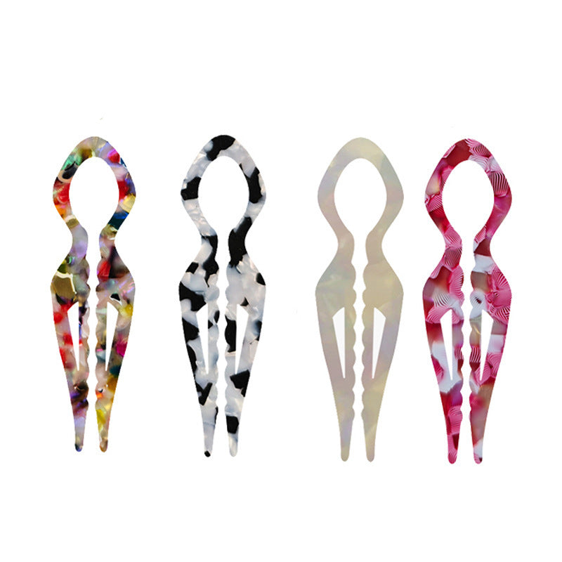 HKM-591507 Elegant Non-slip U-shaped Hairpin in Various Colors and Prints