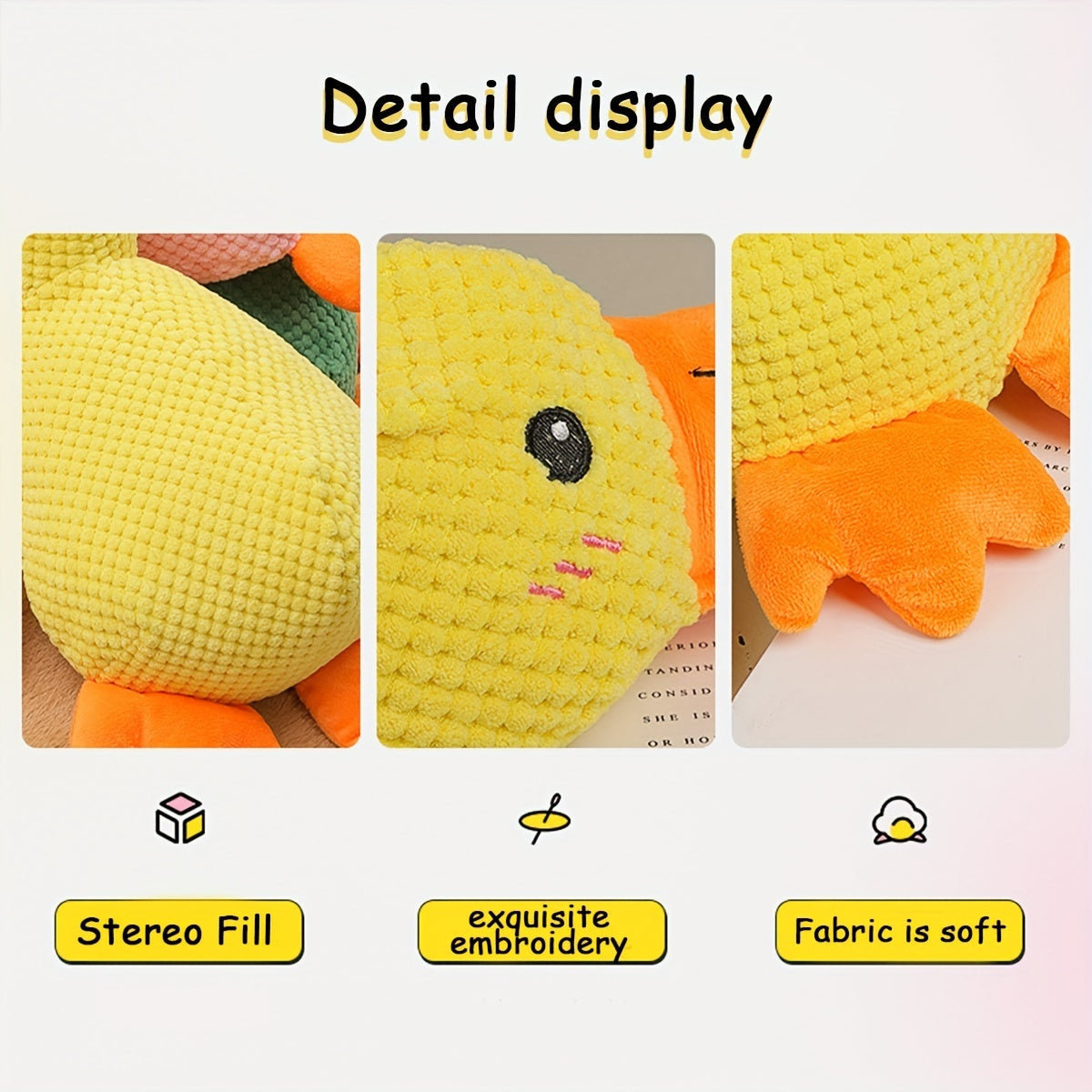 HKM-103059 Interactive Plush Dog Duck Toy for All Breeds - Squeaky, No-Stuffing Design for Chewing and Playing