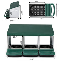 HKM-427091 3-Compartment Poultry Nesting Box for Chickens, Ducks, and Other Birds - Durable Steel and Plastic Construction, Easy Assembly