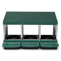HKM-427091 3-Compartment Poultry Nesting Box for Chickens, Ducks, and Other Birds - Durable Steel and Plastic Construction, Easy Assembly