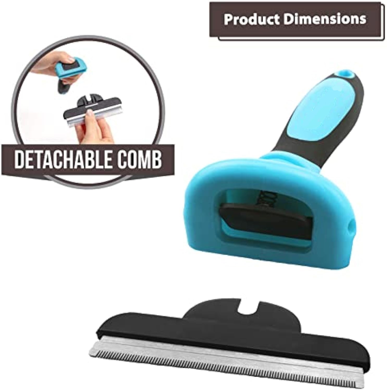 HKM-052883 Pet De-Shedding Comb Tool with Ergonomic Non-Slip Handle ¨C Easily Removes Fur and Reduces Allergens