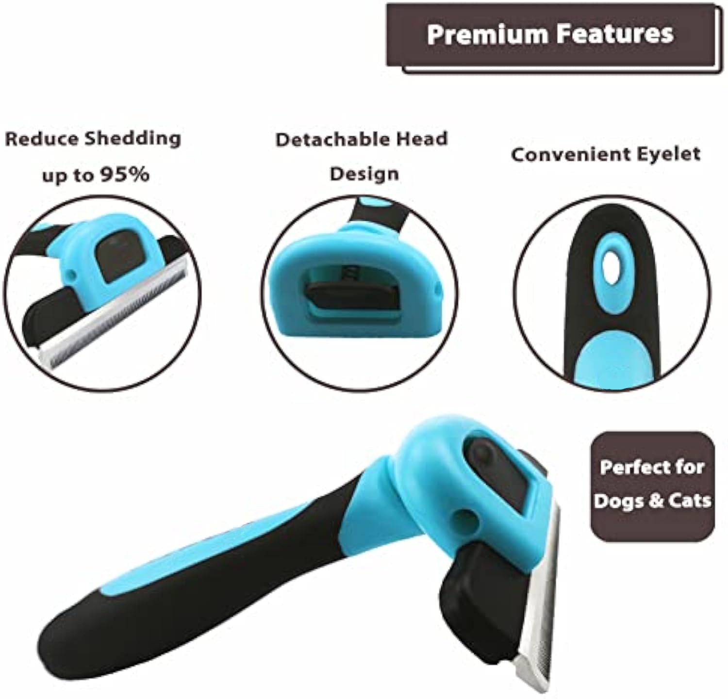 HKM-052883 Pet De-Shedding Comb Tool with Ergonomic Non-Slip Handle ¨C Easily Removes Fur and Reduces Allergens