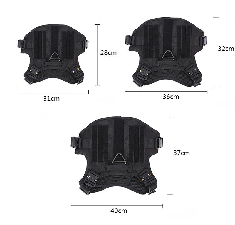 HKM-564627 Portable Tactical Dog Vest with Leash - Military-Grade Nylon, Available in Black, Brown, Army Green