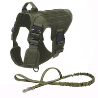 HKM-564627 Portable Tactical Dog Vest with Leash - Military-Grade Nylon, Available in Black, Brown, Army Green