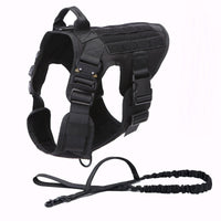 HKM-564627 Portable Tactical Dog Vest with Leash - Military-Grade Nylon, Available in Black, Brown, Army Green
