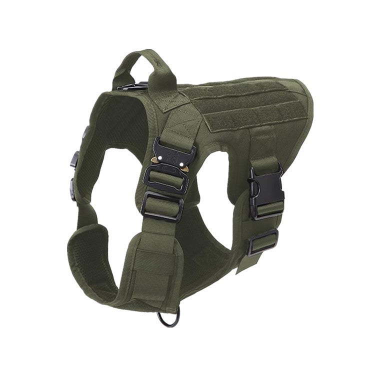 HKM-564627 Portable Tactical Dog Vest with Leash - Military-Grade Nylon, Available in Black, Brown, Army Green
