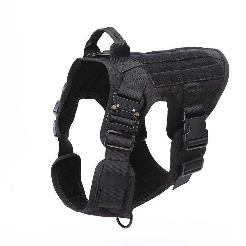 HKM-564627 Portable Tactical Dog Vest with Leash - Military-Grade Nylon, Available in Black, Brown, Army Green