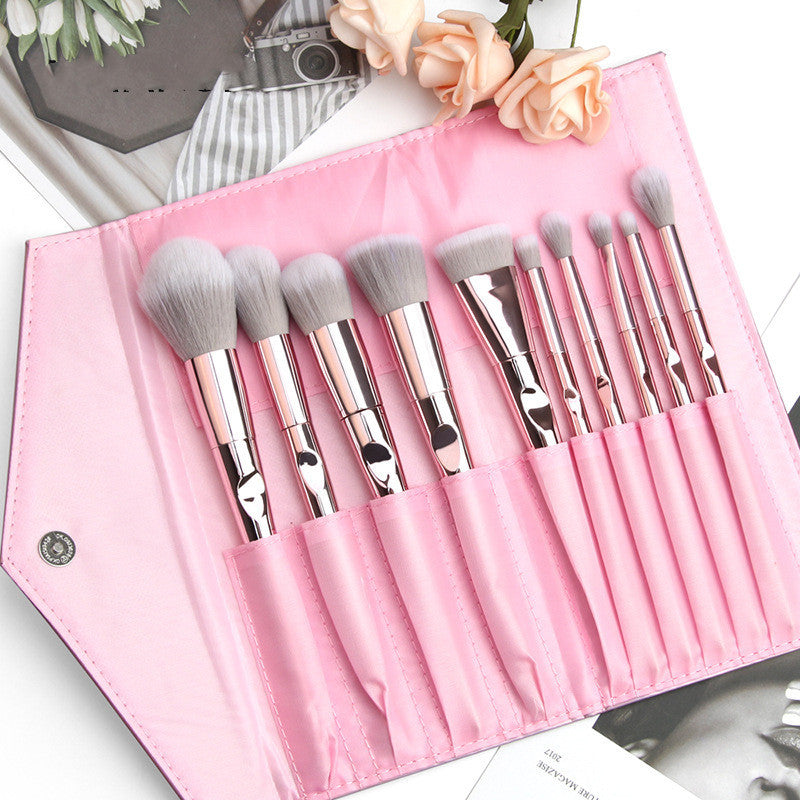 HKM-049747 Wet And Wild 10-Piece Makeup Brush Set with Brush Bag for Beginners