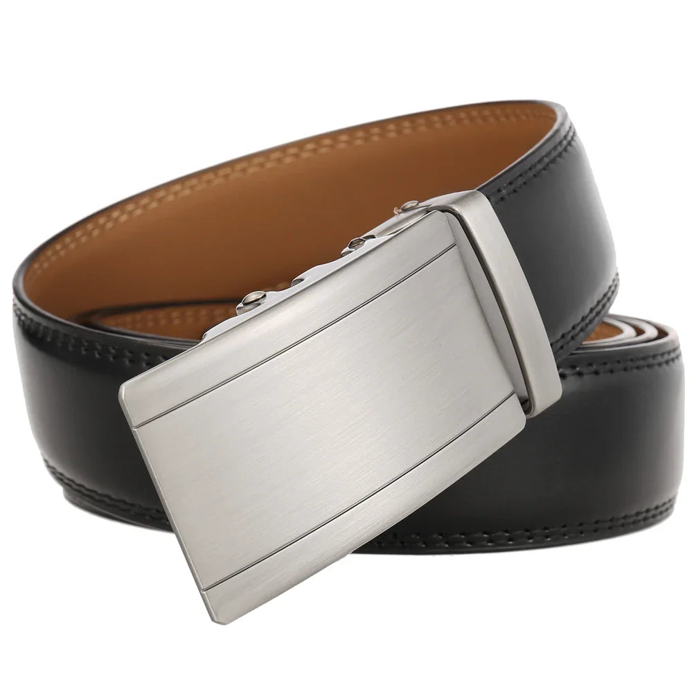 HKM-201875 Zinc Alloy Automatic Buckle Leather Belt for Men - Model LY25-1069-2