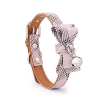 HKM-923603 Diagonal Striped Cat Collar in Blue, Black, Pink, and Apricot with Bell - Free Size, Polyester Material